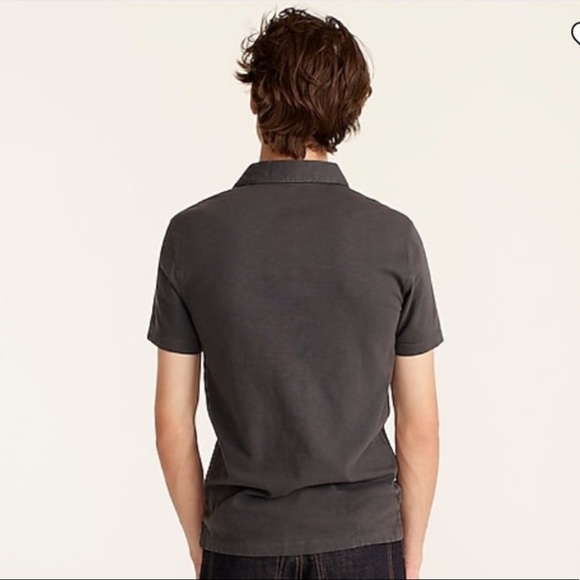 J. Crew - Men’s Garment-Dyed Cotton Broken-In Polo Shirt in Charcoal Gray - Picture 2 of 4